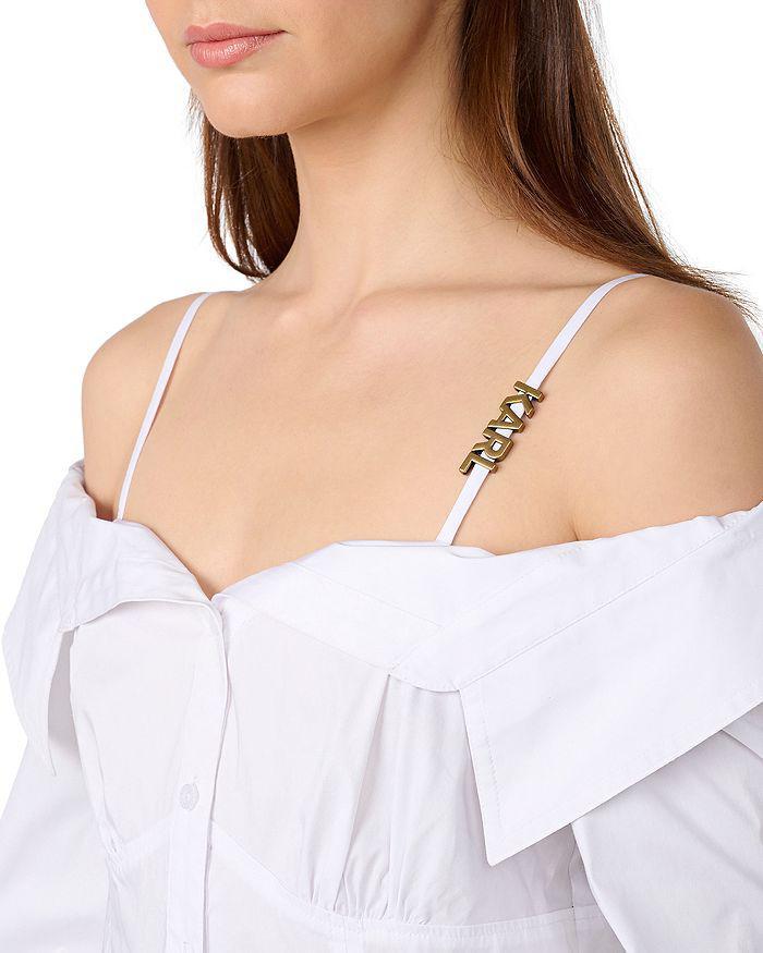 商品Karl Lagerfeld Paris|Cold Shoulder Logo Strap Blouse,价格¥448,第3张图片详细描述