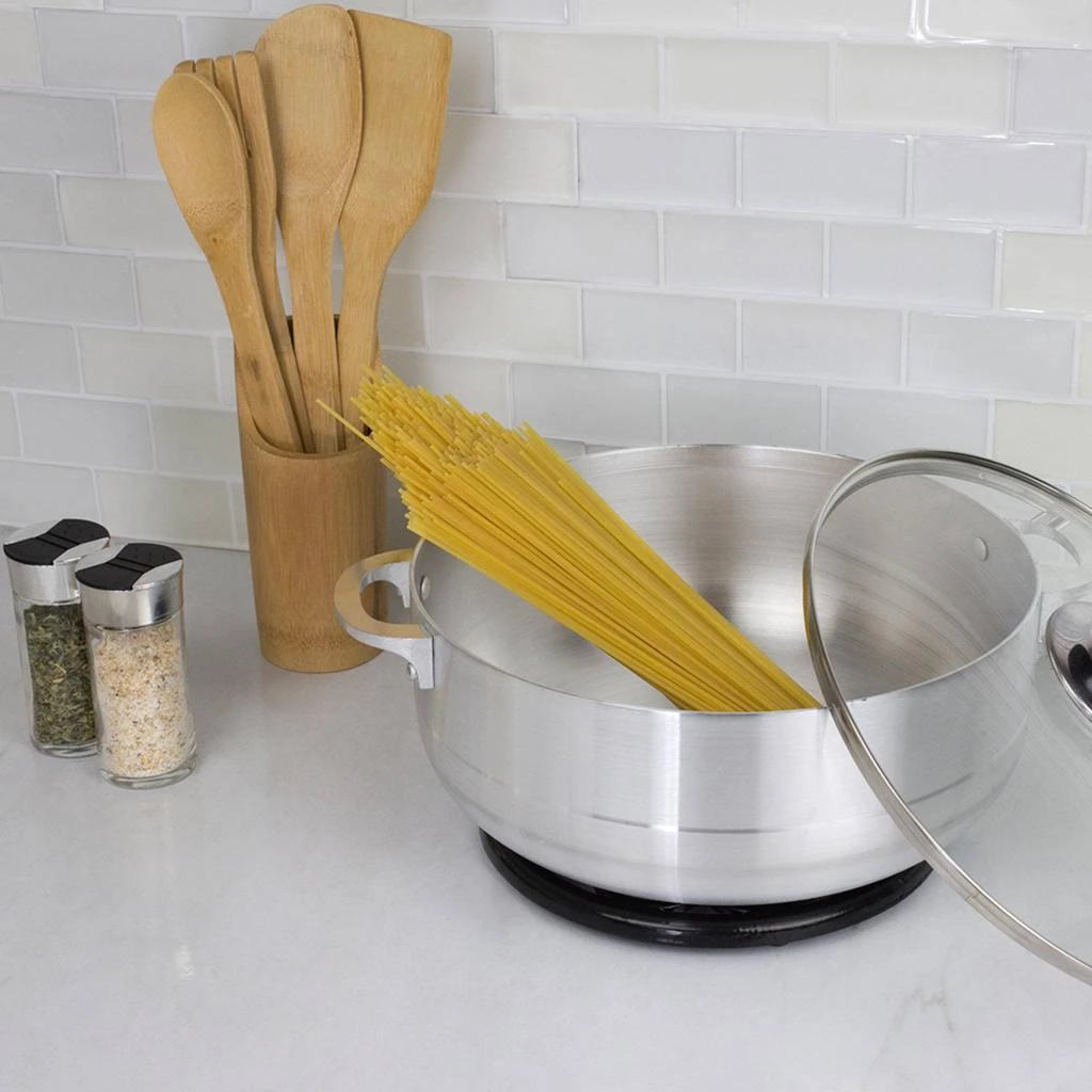 商品Home Basics|Home Basics 5.6 Liter Aluminum Caldero with Glass Lid, Satin Nickel,价格¥269,第3张图片详细描述