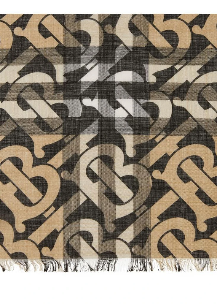 商品Burberry|Monogram print lightweight check wool silk scarf,价格¥3091,第2张图片详细描述