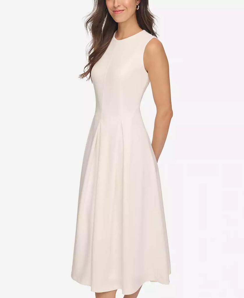 chinese dress ladies Calvin Klein Women's Sleeveless Round Neck Belted A-line Midi Dress,  Blossom Indigo, 2 at Amazon Women's Clothing store