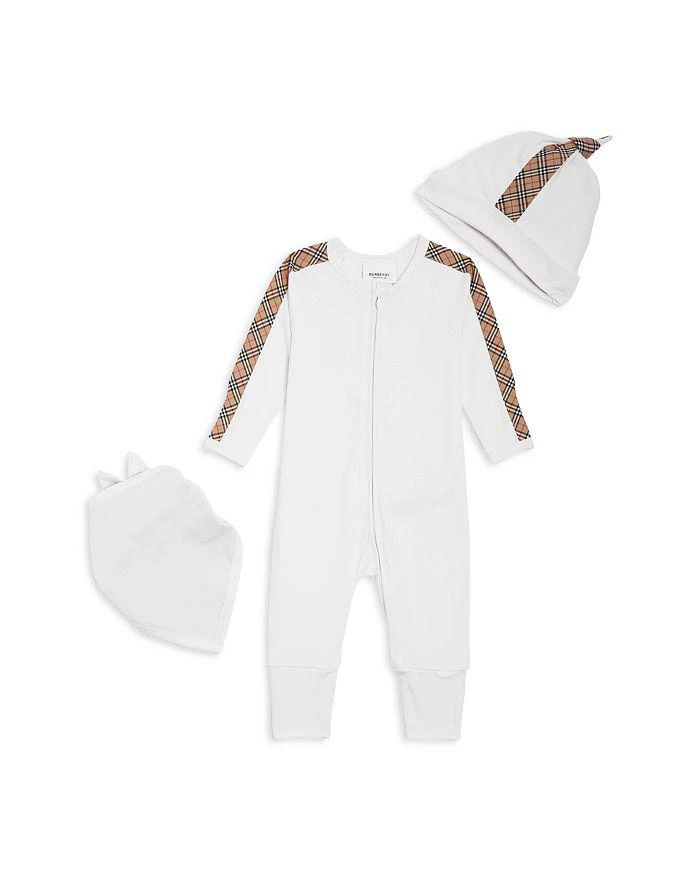 商品Burberry|Unisex Claude Mini Check Footie, Hat & Bib Gift Set - Baby,价格¥2194,第1张图片