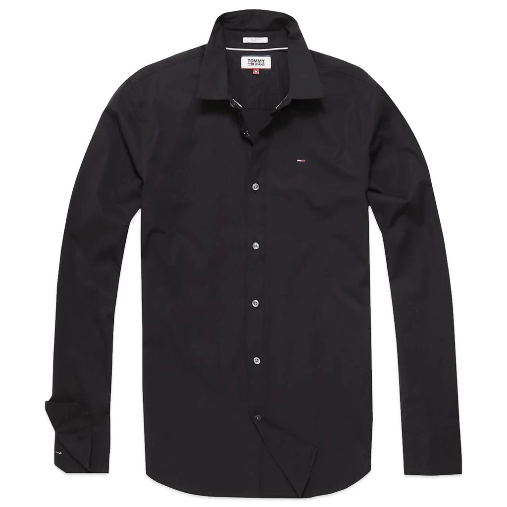 商品Tommy Hilfiger|Tommy Hilfiger Original Flag Stretch Long Sleeve Shirt - Black,价格¥605,第1张图片