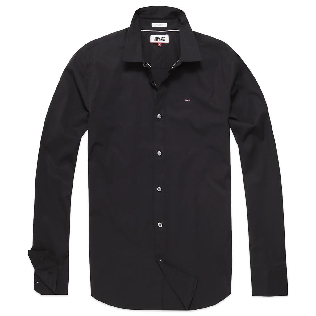 商品Tommy Hilfiger|Tommy Hilfiger Original Flag Stretch Long Sleeve Shirt - Black,价格¥556,第1张图片