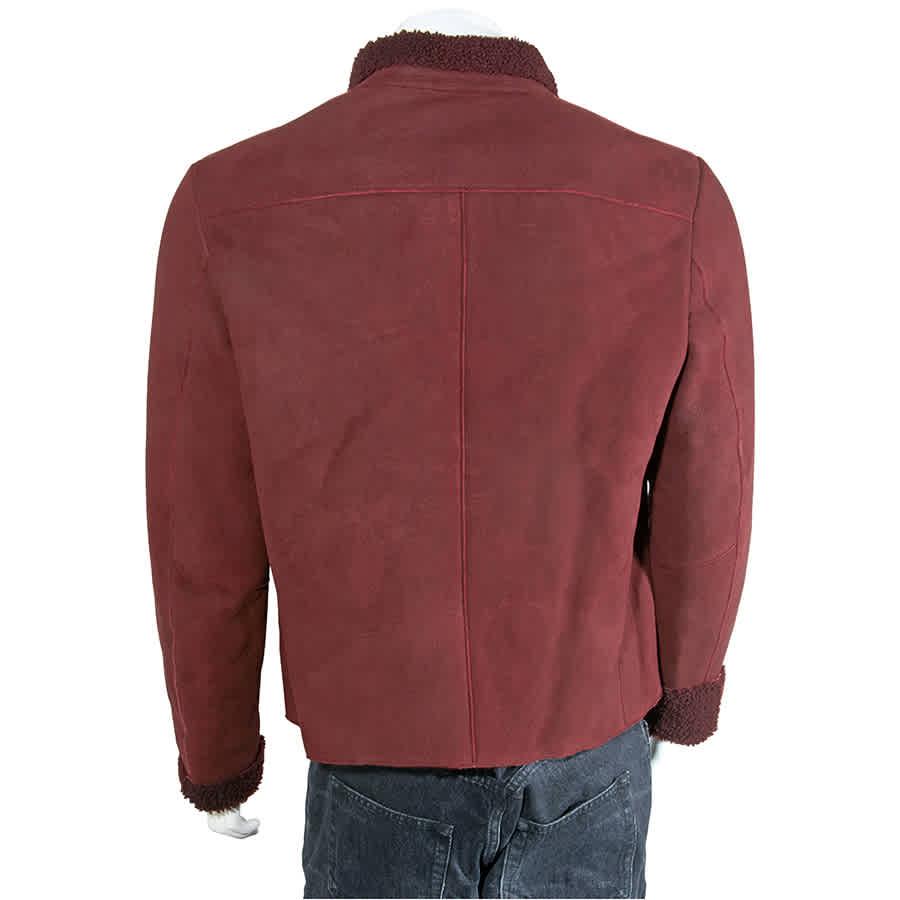 Emporio Armani Mens Leather Burgundy Shearling Biker, Brand Size 50商品第3张图片规格展示