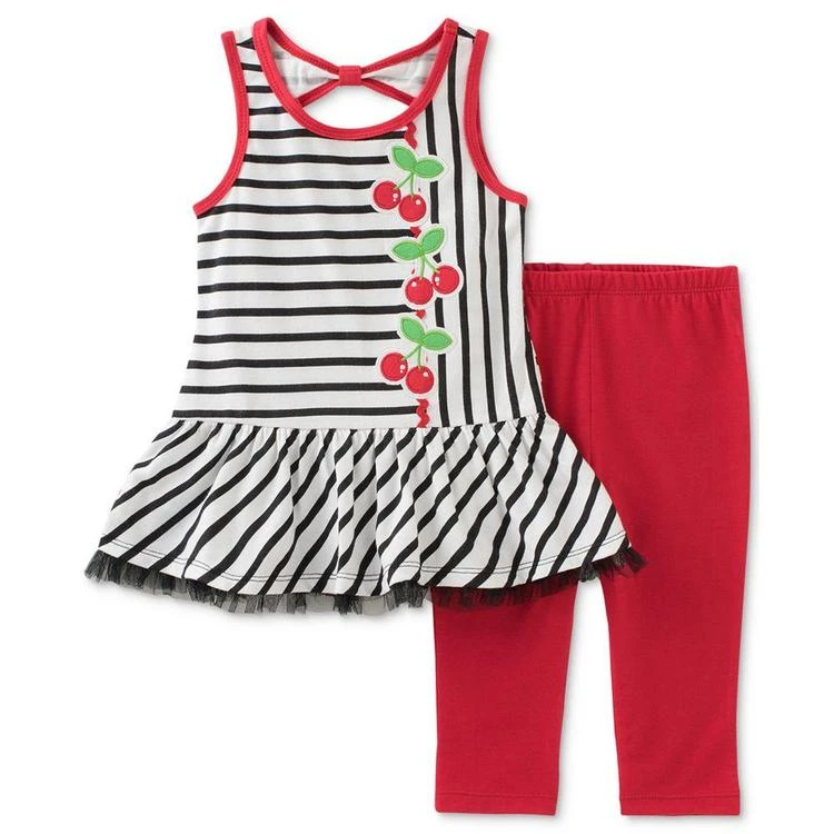 商品KIDS HEADQUARTERS|2-Pc. Striped Cherries Tunic & Capri Leggings Set, Baby Girls (0-24 months),价格¥65,第1张图片