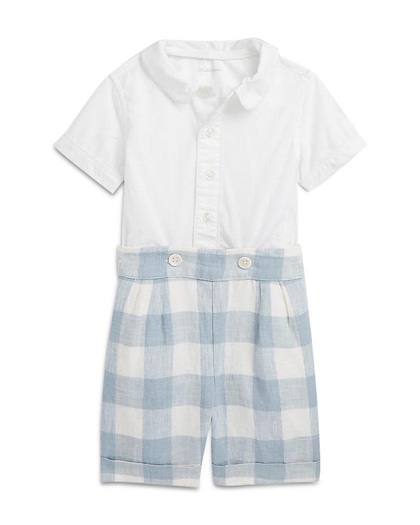 Boys' Cotton Shirt & Gingham Linen Shorts Set - Baby商品第1张图片规格展示