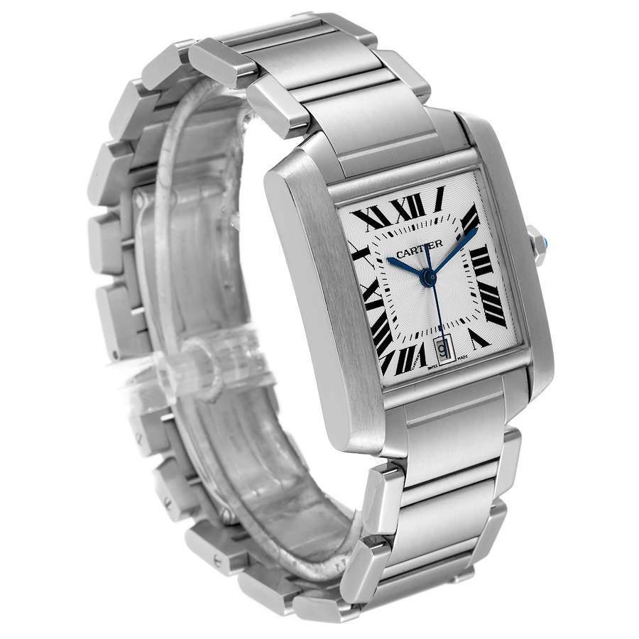 Cartier Silver Stainless Steel Tank Francaise W51002Q3 Automatic Men's Wristwatch 28 mm商品第7张图片规格展示