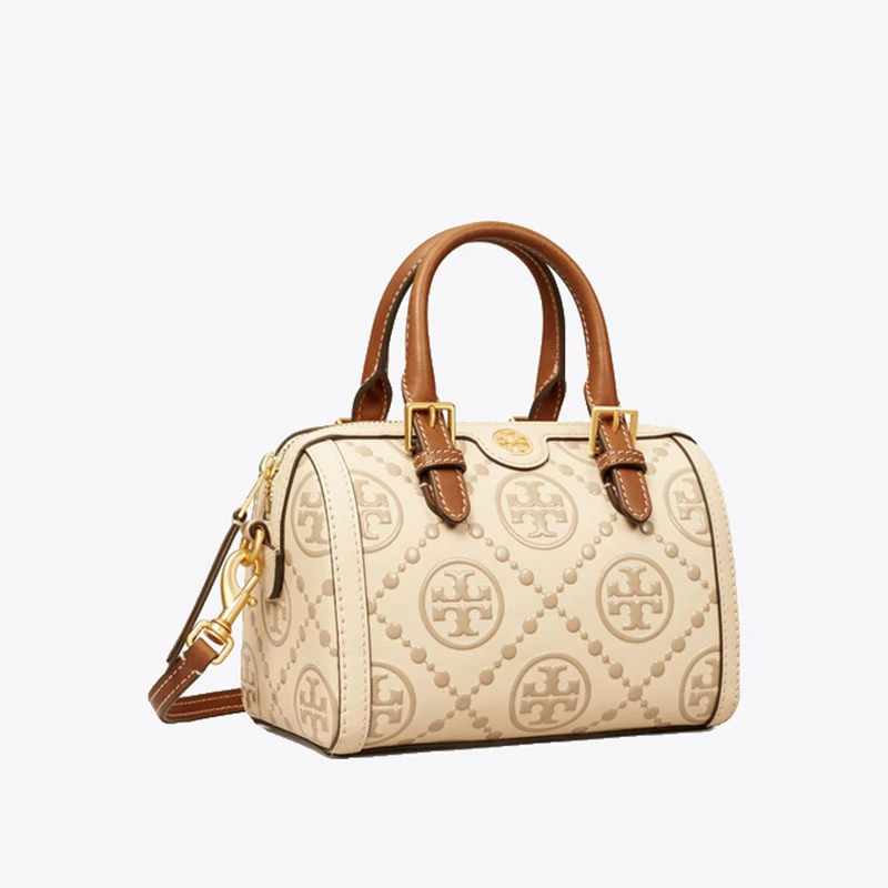 商品Tory Burch|【香港直邮】汤丽柏琦TORY BURCH女包迷你压花酒桶包波士顿包90777,价格¥2658,第1张图片