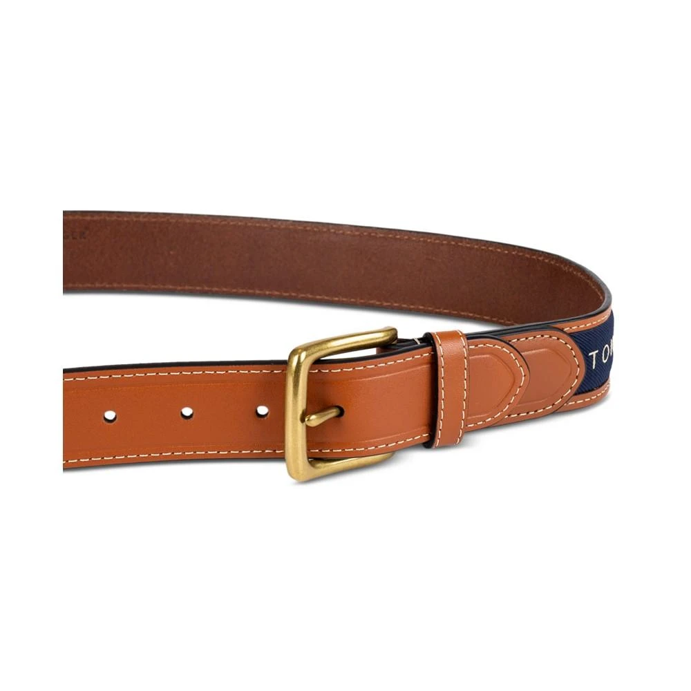 商品Tommy Hilfiger|Men's Tri-Color Ribbon Inlay Leather Belt,价格¥317,第3张图片详细描述