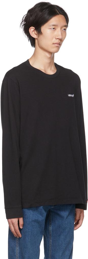 黑色刺绣长袖 T 恤商品第2张图片规格展示