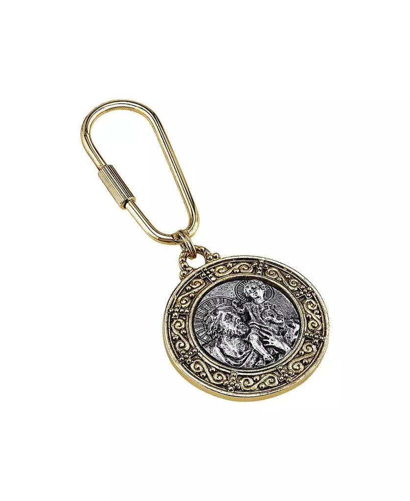 商品Symbols of Faith|14K Gold-Dipped and Silver-Tone St. Christopher Key Fob,价格¥313,第1张图片