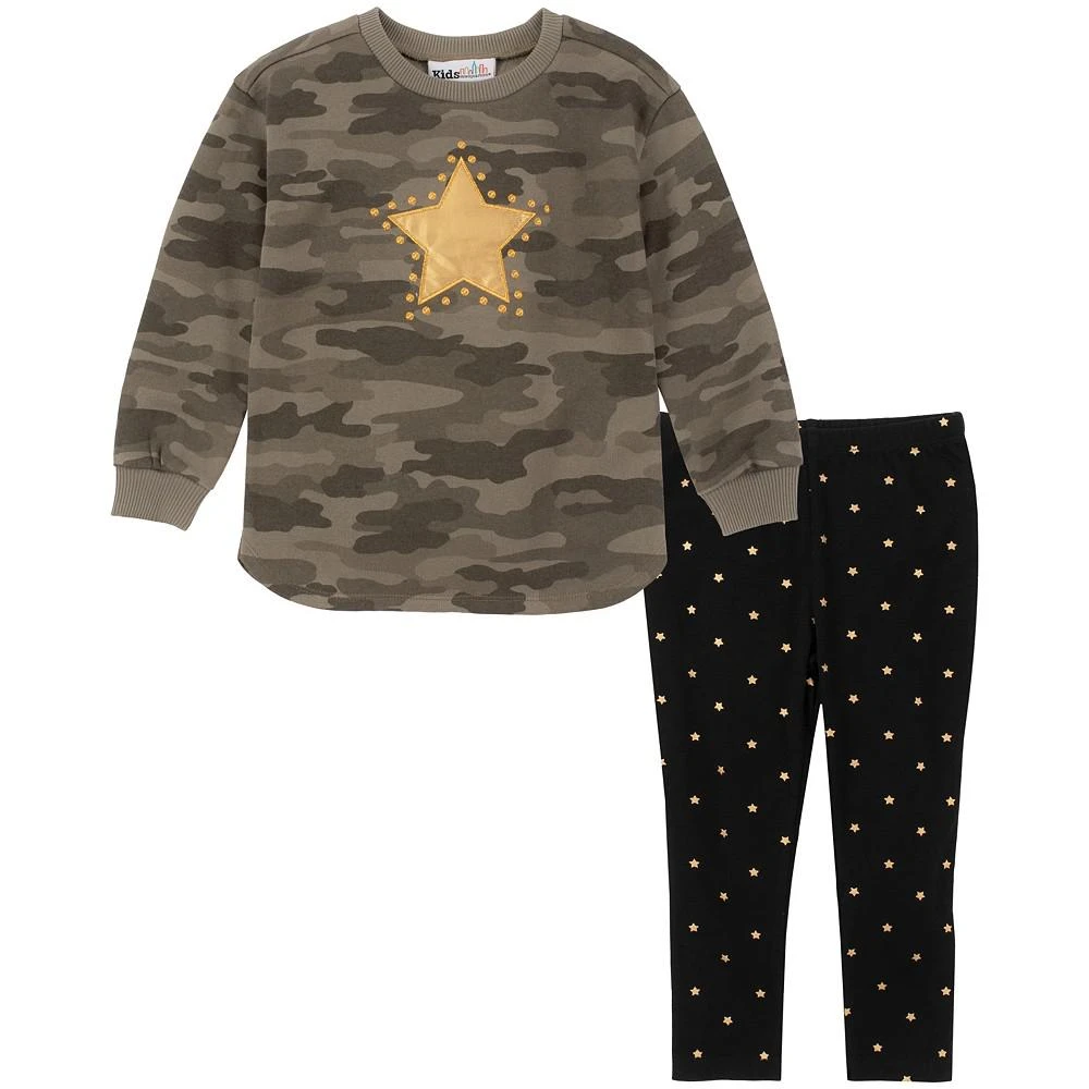 商品KIDS HEADQUARTERS|Little Girls Fleece Camouflage Slit-Hem Tunic and Foil-Star Leggings, 2 Piece Set,价格¥330,第1张图片