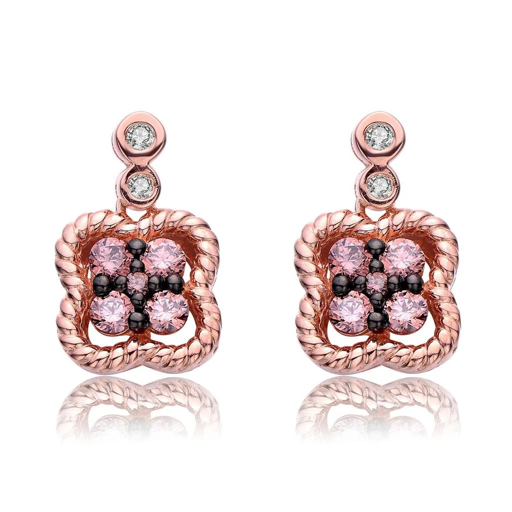 商品Genevive|Sterling Silver Rose Gold Plated Coffee Cubic Zirconia Drop Earrings,价格¥446,第1张图片