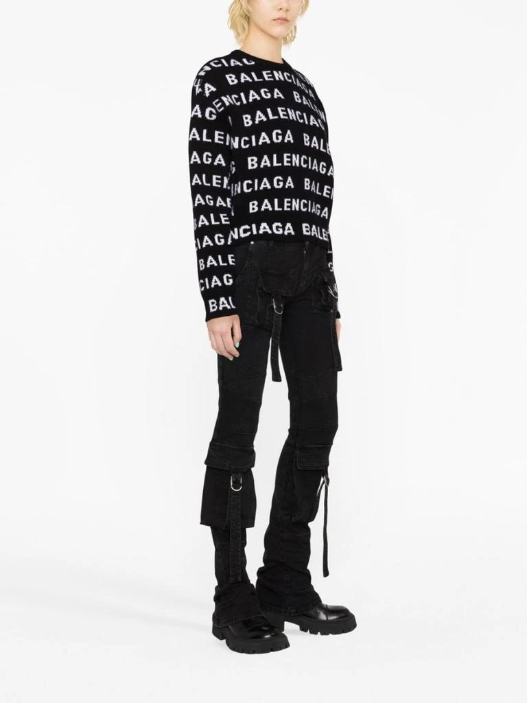商品Balenciaga|BALENCIAGA - Allover Logo Wool Cropped Sweater,价格¥9087,第2张图片详细描述