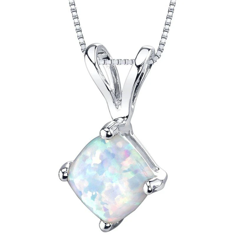 商品Peora|14 Karat White Gold Cushion Cut Created Opal Pendant,价格¥844,第1张图片