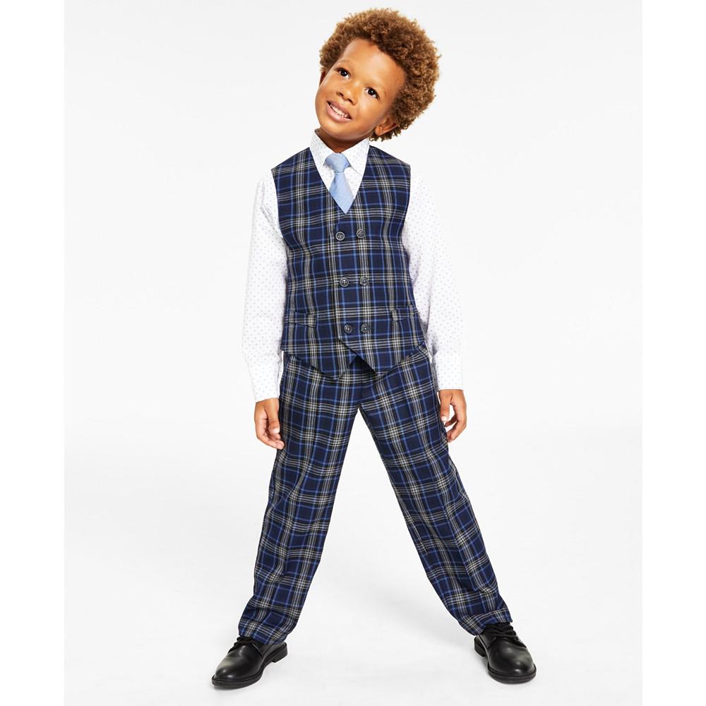 Little Boys 4-Pc. Seaport Plaid Vest, Pants, Shirt & Bowtie Set商品第1张图片规格展示