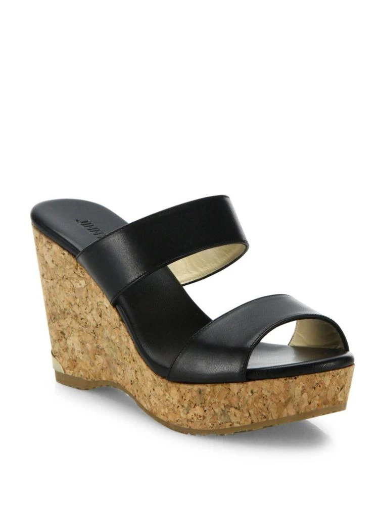 商品Jimmy Choo|Parker Leather & Cork Wedge Sandals,价格¥1349,第1张图片