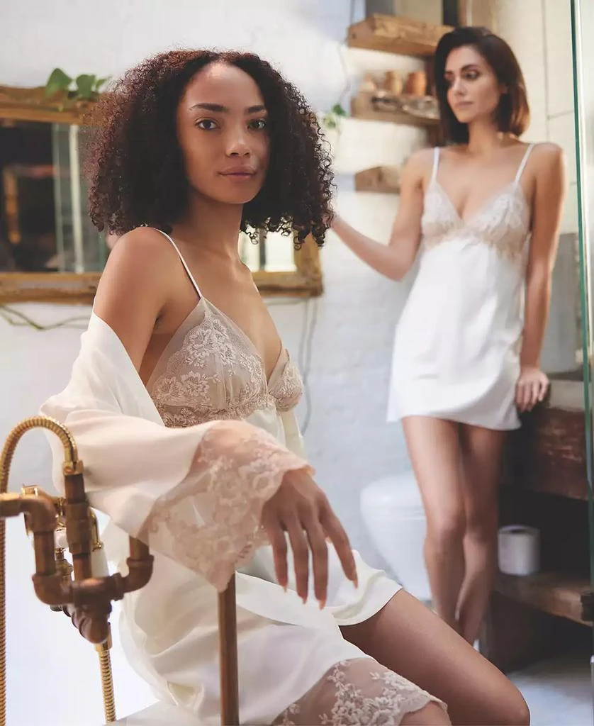 商品Flora Nikrooz|Women's Rosa Solid Charmeuse Chemise with Lace,价格¥578,第3张图片详细描述