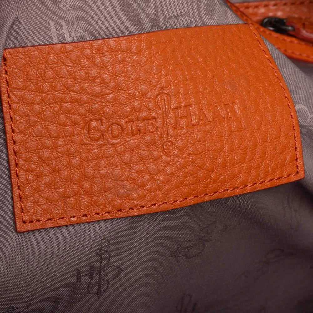 Cole Haan Orange/Brown Leather Parker Top Zip Shopper Tote 商品