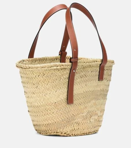 商品Loewe|Medium leather-trimmed 草编包,价格¥4993,第4张图片详细描述