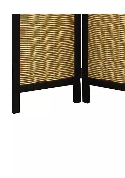 商品belk|Range Cottage Style 3 Panel Room Divider With Willow Weaving Black And Brown,价格¥2999,第4张图片详细描述