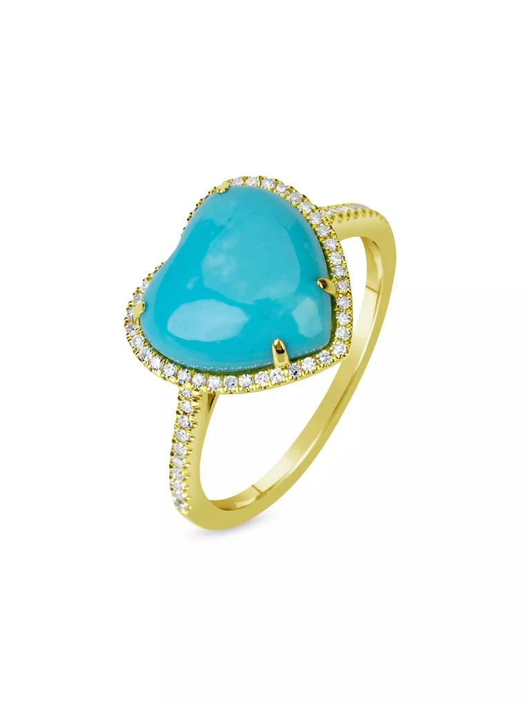 商品Meira T|14K Yellow Gold, Turquoise, &amp; 0.16 TCW Diamond Heart Ring,价格¥4488,第1张图片