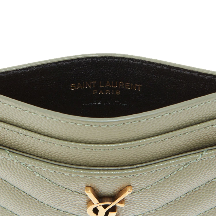 商品[国内直发] Yves Saint Laurent|圣罗兰 YSL CASSANDRE 字母Logo标志粒纹压花绗缝 牛皮革 卡包 女款 薄荷绿色,价格¥2402,第6张图片详细描述