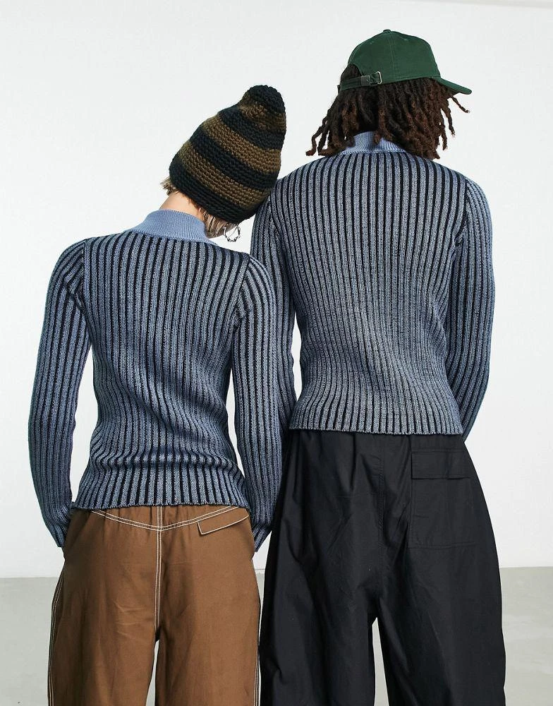 商品COLLUSION|COLLUSION Unisex knitted zip through jumper in tonal blue,价格¥201,第2张图片详细描述