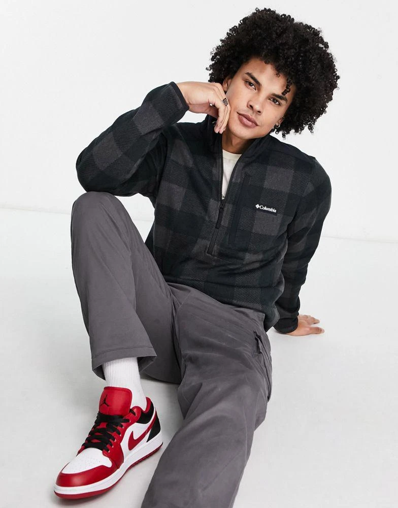 商品Columbia|Columbia Weather II 1/2 zip fleece in black buffalo check,价格¥451,第1张图片