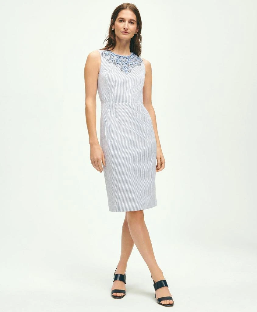 商品Brooks Brothers|Stretch Cotton Seersucker Sheath Dress,价格¥836,第1张图片