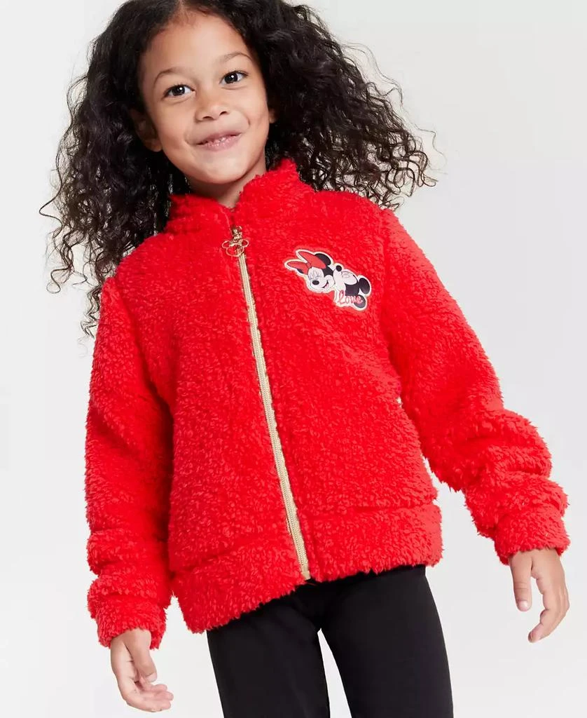 商品Disney|Toddler & Little Girls Love Minnie Mouse & Mickey Mouse Faux-Sherpa Jacket,价格¥176,第1张图片