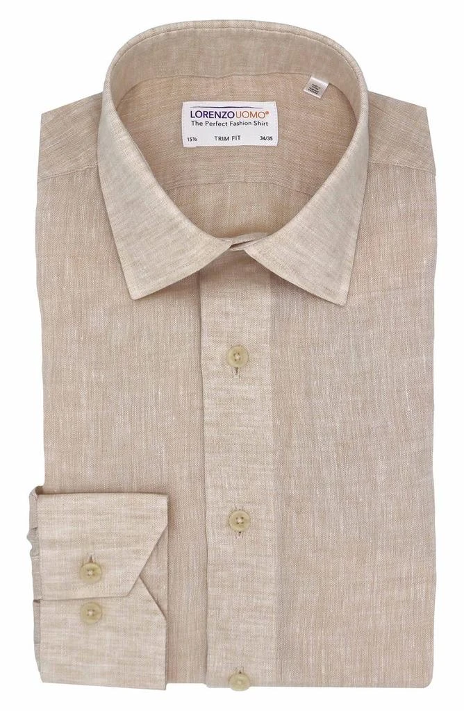商品Lorenzo Uomo|Solid Linen Trim Fit Dress Shirt,价格¥311,第1张图片