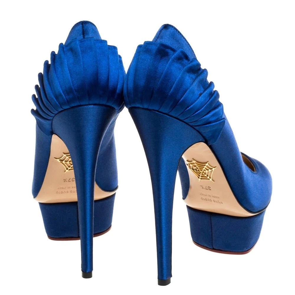商品[二手商品] Charlotte Olympia|Charlotte Olympia Blue Satin Paloma Platform Pumps Size 37.5,价格¥1364,第5张图片详细描述