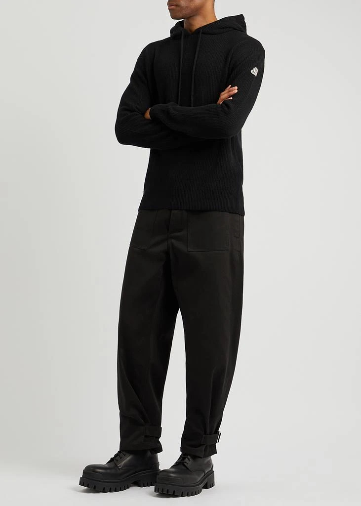 商品Moncler|Black ribbed hooded wool-blend jumper,价格¥6256,第4张图片详细描述