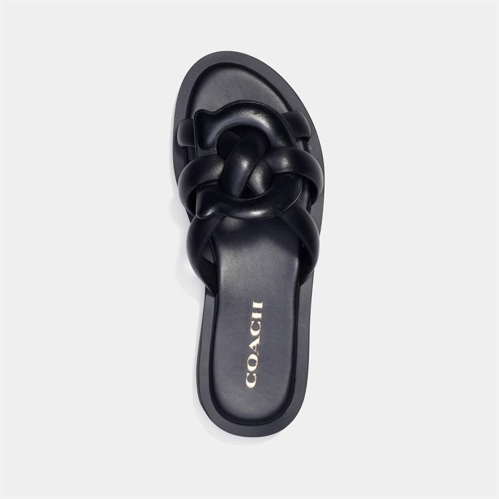 商品Coach|Coach Women's Georgie Leather Slide Sandals - Black,价格¥1113,第5张图片详细描述