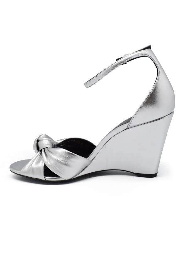 商品Yves Saint Laurent|Luxury shoes for women saint laurent bianca in silver leather sandals,价格¥3531,第4张图片详细描述