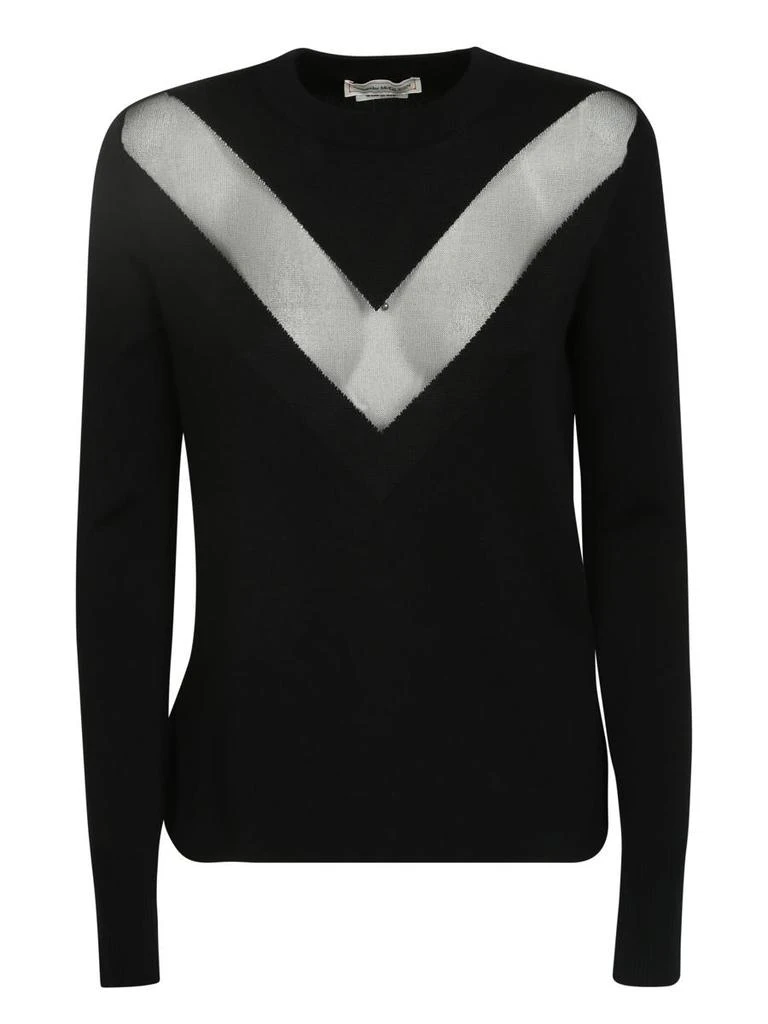 商品Alexander McQueen|ALEXANDER MCQUEEN SWEATER WITH TRANSPARENT CHEVRON PATTERN ON THE CHEST,价格¥4847,第1张图片