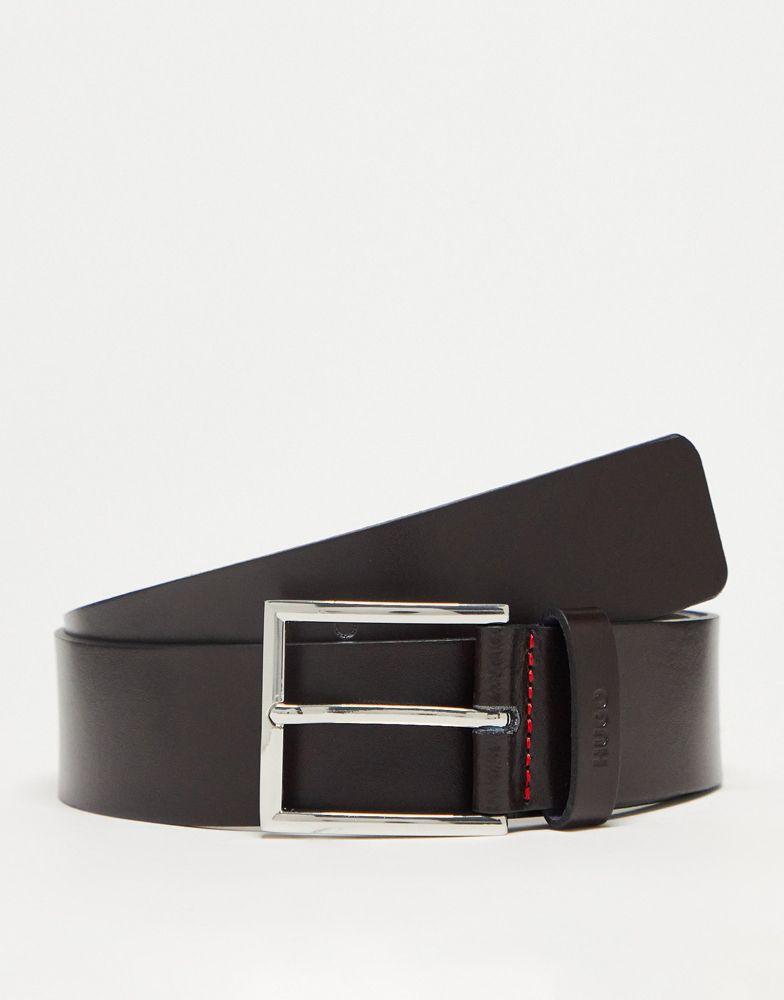 HUGO Giaspo leather belt in dark brown商品第1张图片规格展示