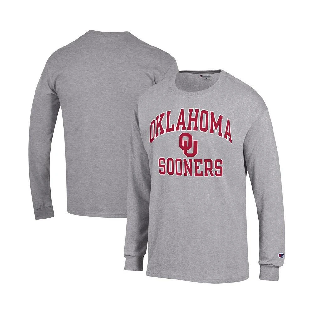 商品CHAMPION|Men's Heather Gray Oklahoma Sooners High Motor Long Sleeve T-shirt,价格¥236,第1张图片
