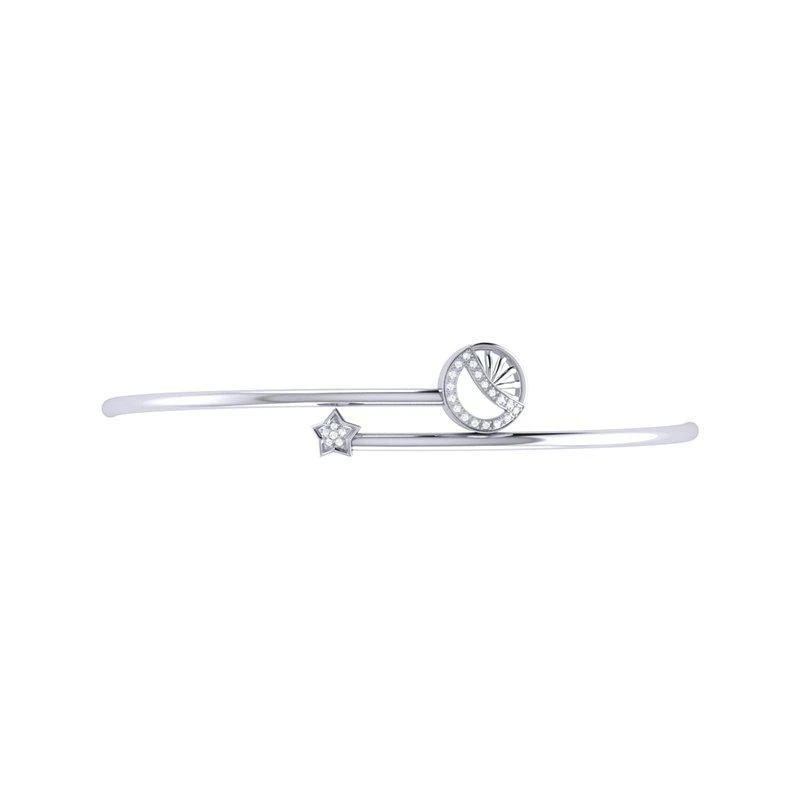 商品LuvMyJewelry|Half Moon Star Adjustable Diamond Bangle In Sterling Silver,价格¥1503,第2张图片详细描述