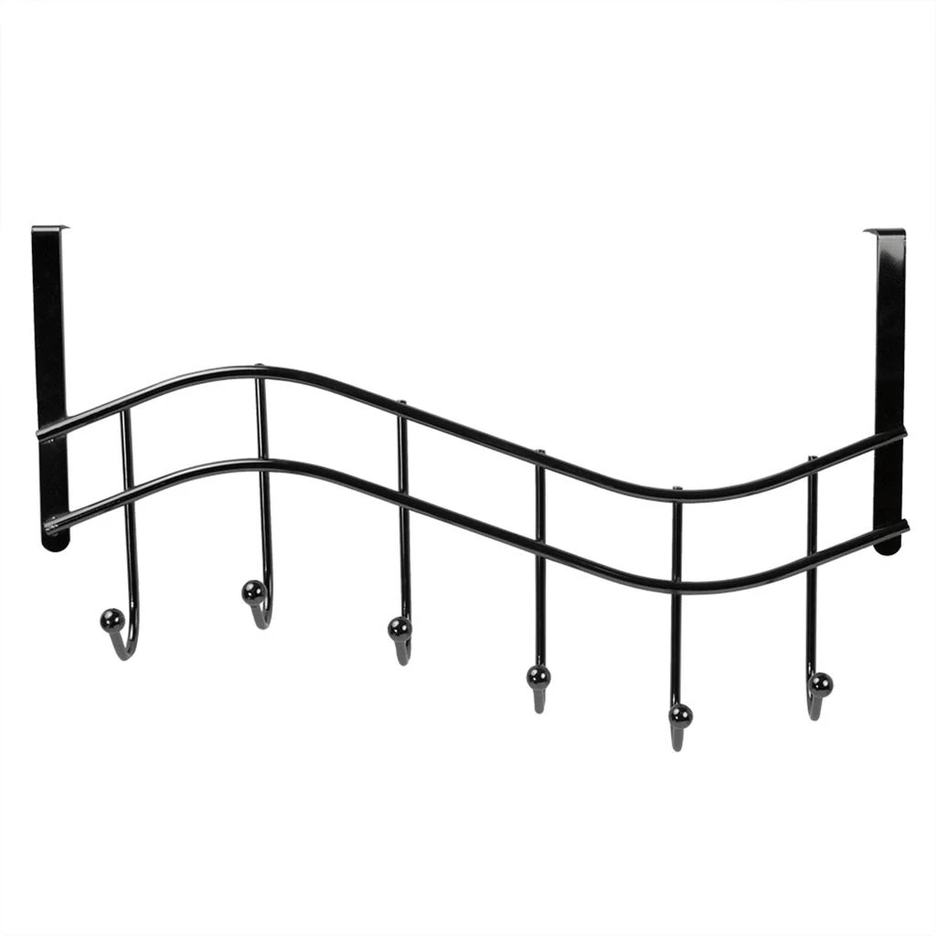 商品Home Basics|Home Basics Wave 6  Hook Over the Door Organizing Rack, Black Onyx,价格¥135,第4张图片详细描述