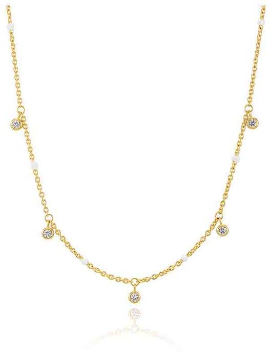 Silver 5 Stone Ball Chain Necklace商品第3张图片规格展示