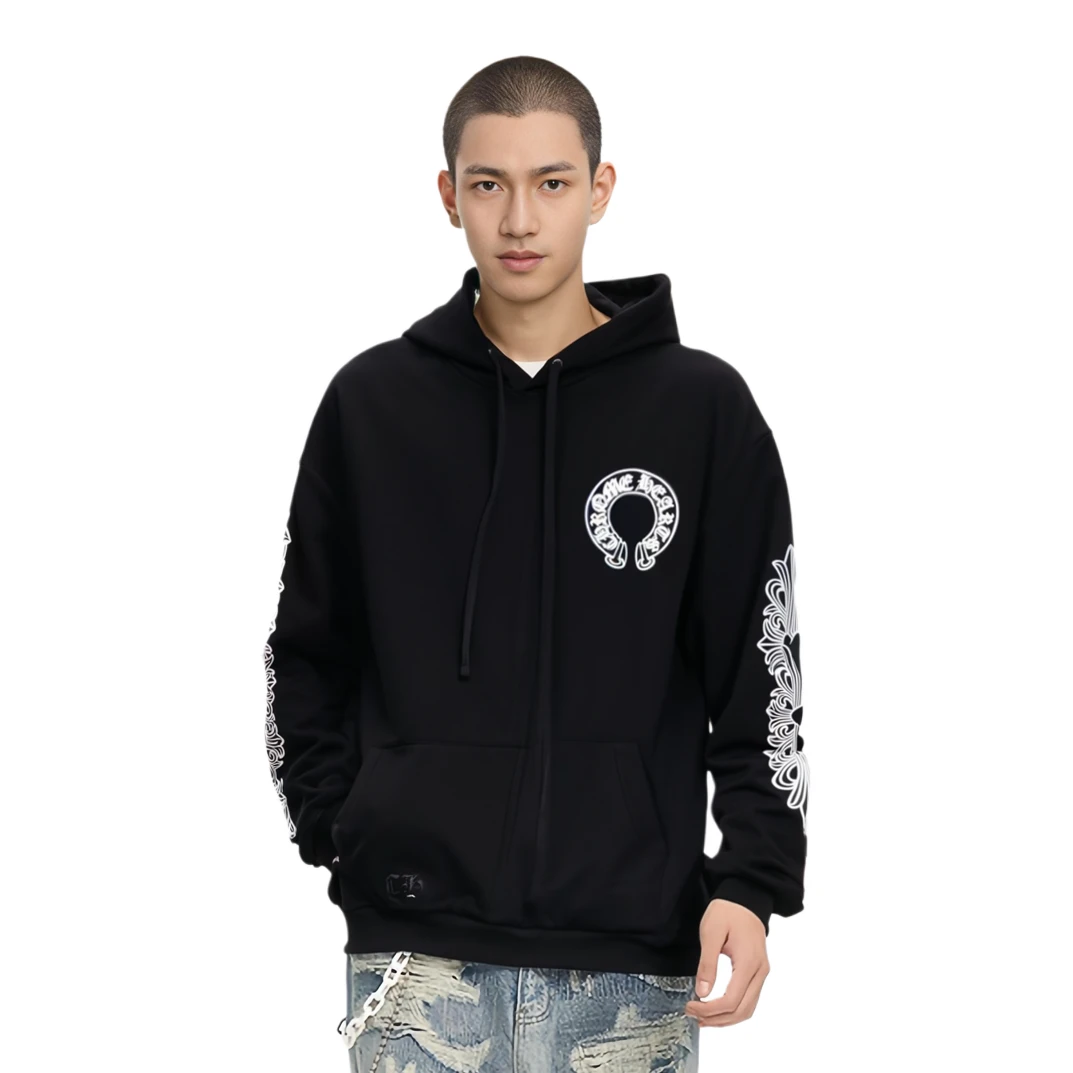 商品[国内直发] Chrome Hearts|马蹄十字架加绒卫衣  男女同款 黑色,价格¥9395,第7张图片详细描述