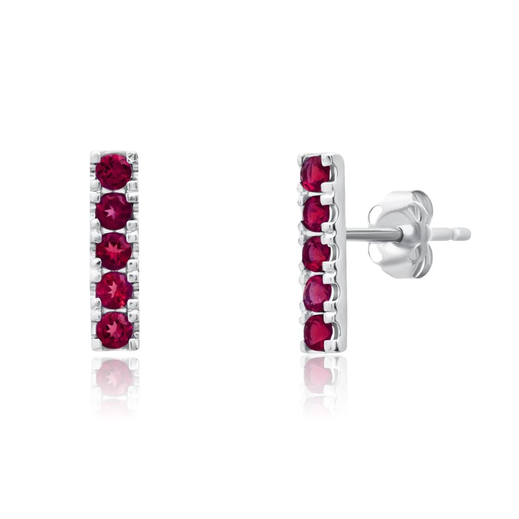 商品MAXCOLOR|14k White Gold Small 2mm Gemstone Bar Stud Earrings with Push Backs,价格¥787,第1张图片