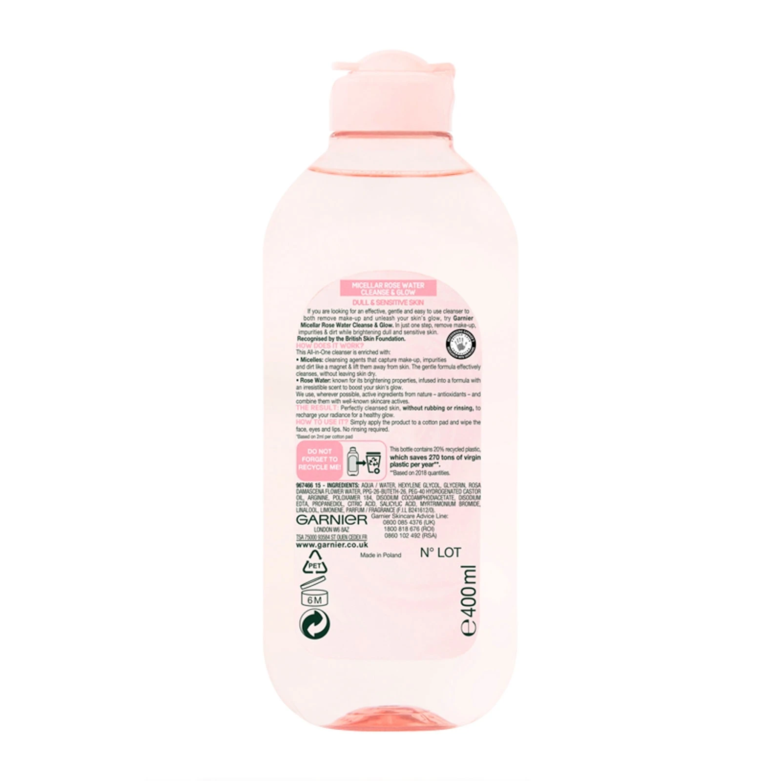 Garnier 卡尼尔 玫瑰温和洁肤卸妆水 400ml 商品