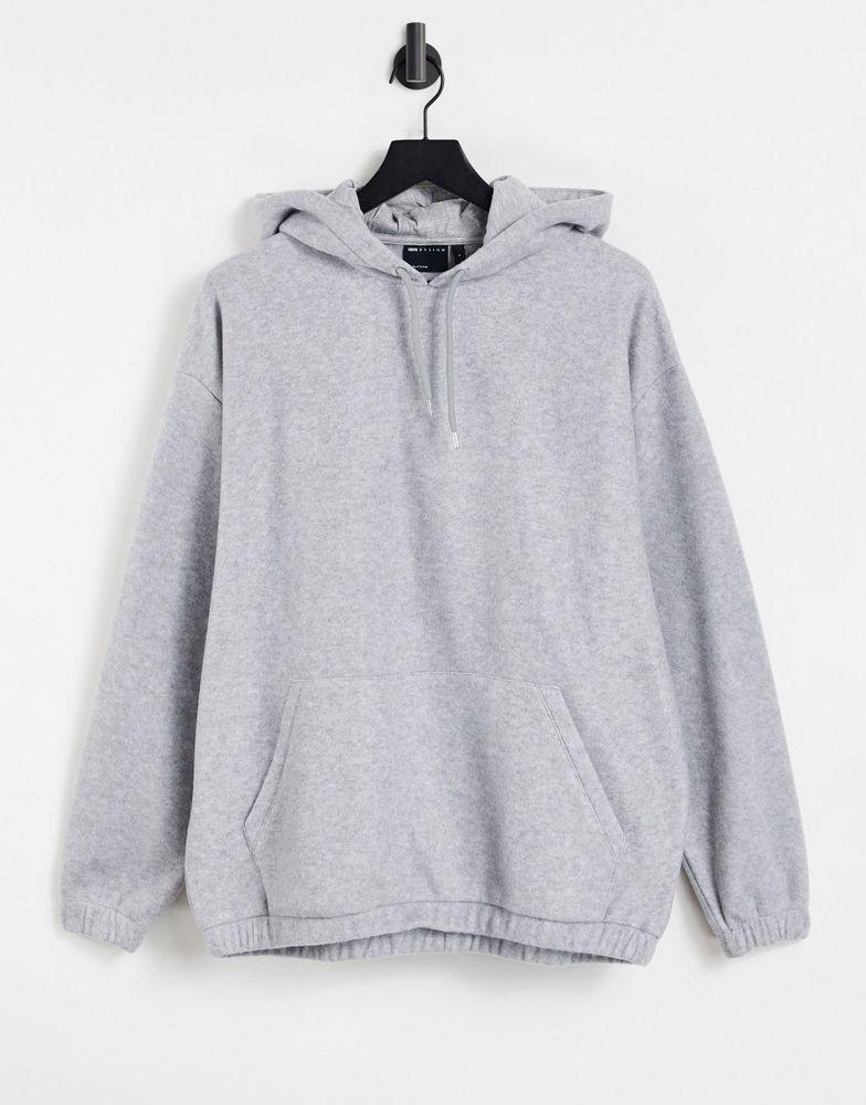 ASOS DESIGN oversized polar fleece hoodie in grey marl商品第1张图片规格展示