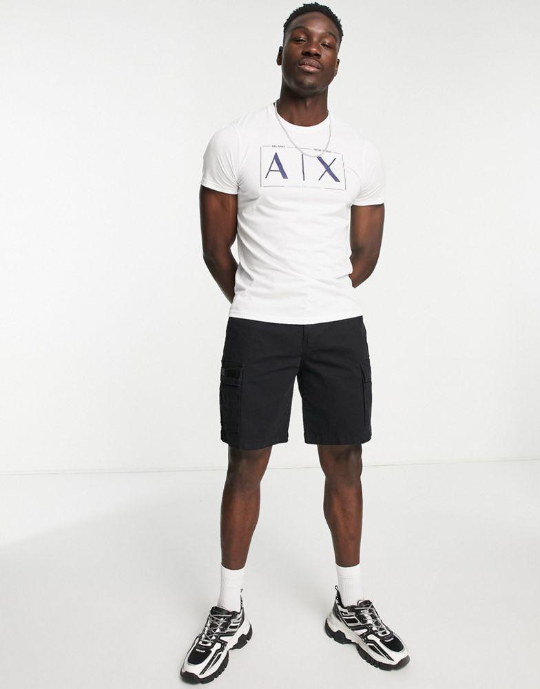 Armani Exchange outlined AX print t-shirt in white商品第3张图片规格展示