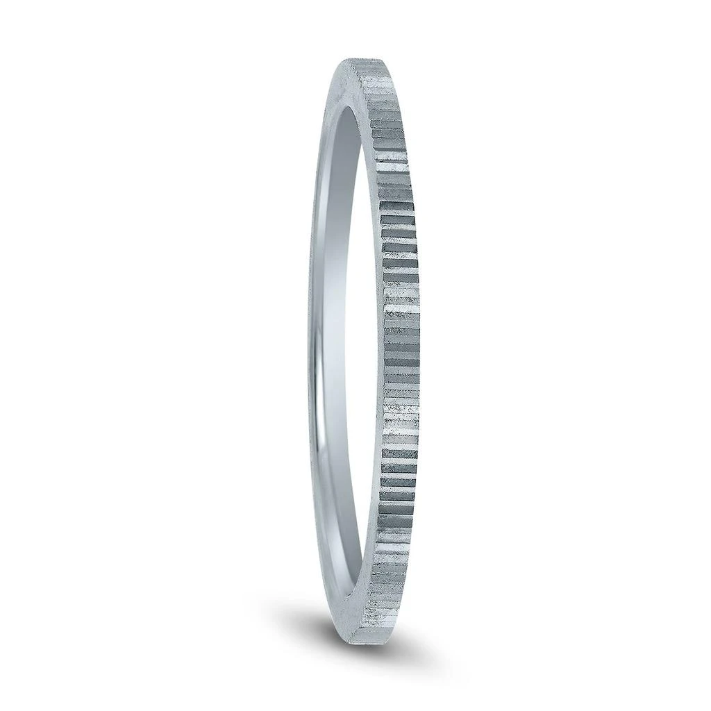 商品SSELECTS|Thin 1Mm Hand Cut Ridged Design Wedding Band In 14K White Gold,价格¥1557,第2张图片详细描述