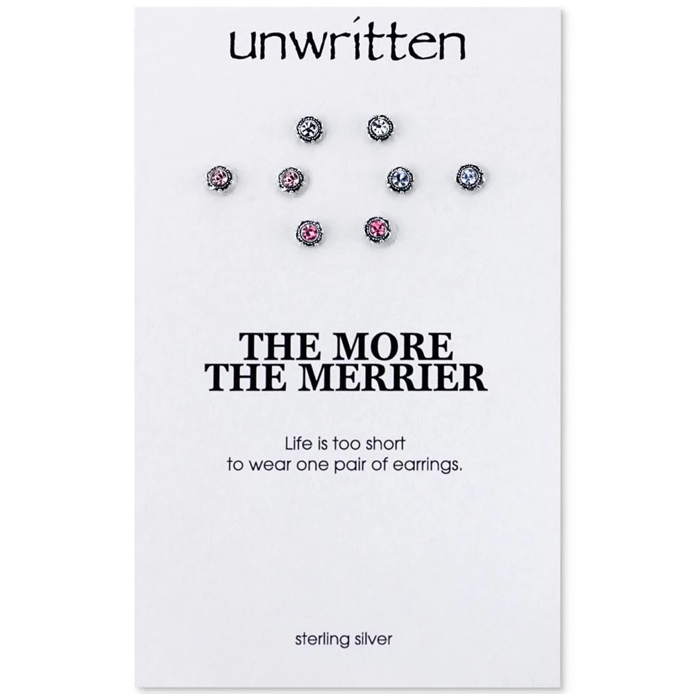 商品Unwritten|Sterling Silver Earrings, Multicolor Cubic Zirconia Bali Studs Set of Four,价格¥180,第2张图片详细描述