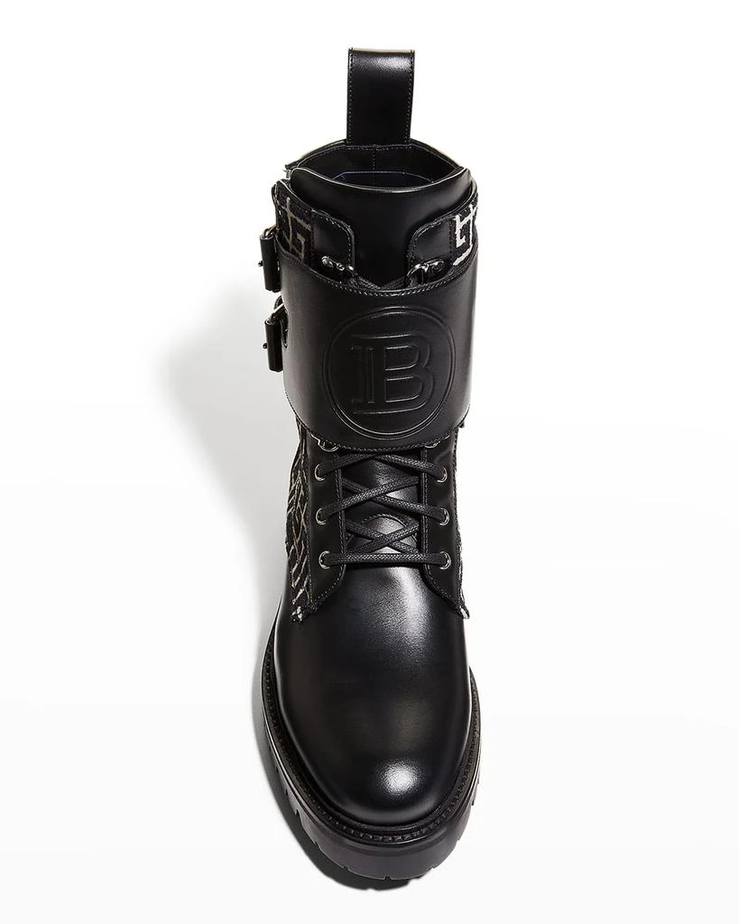 商品Balmain|Men's Ranger Monogram Jacquard Combat Boots,价格¥9547,第5张图片详细描述